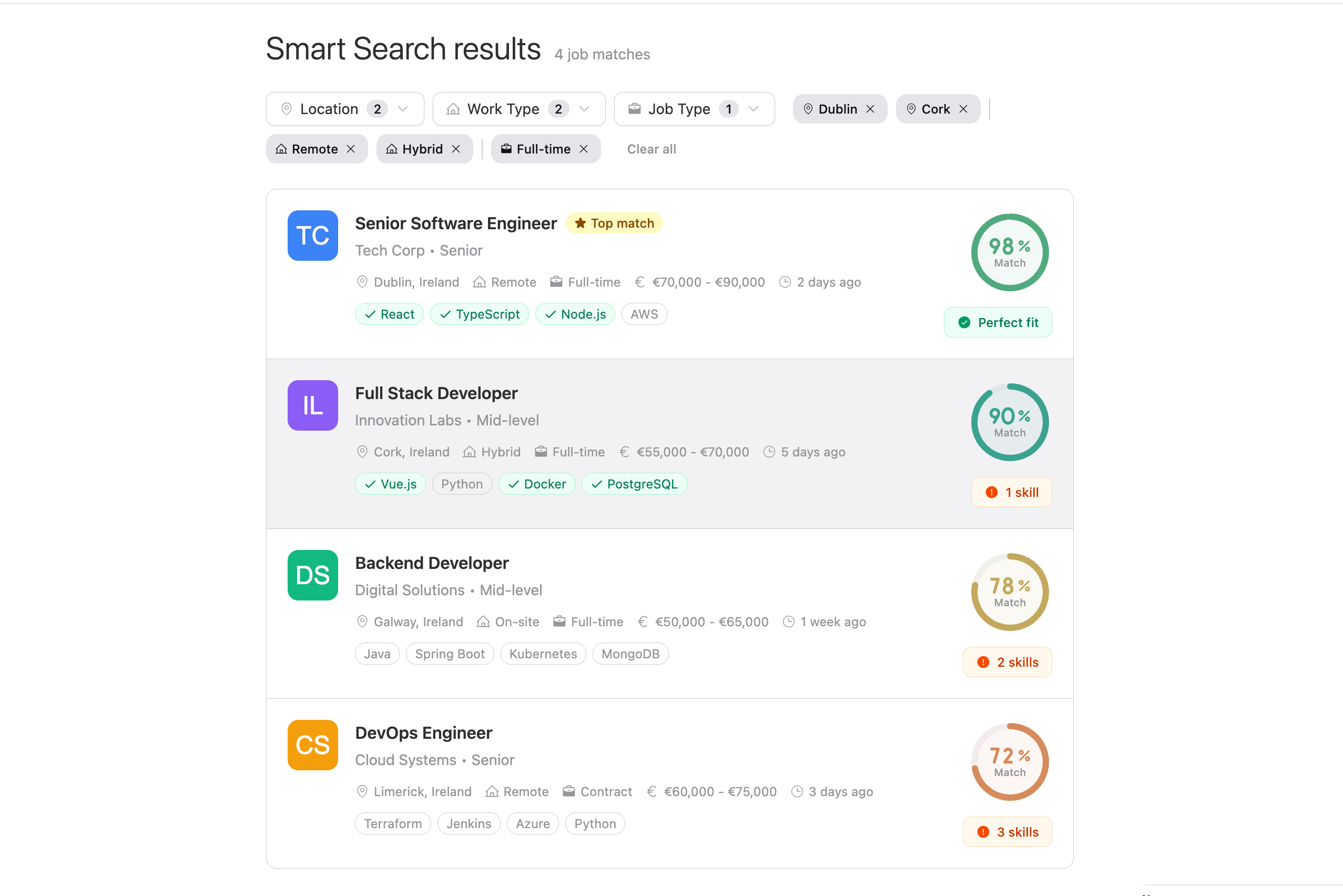 Matching results