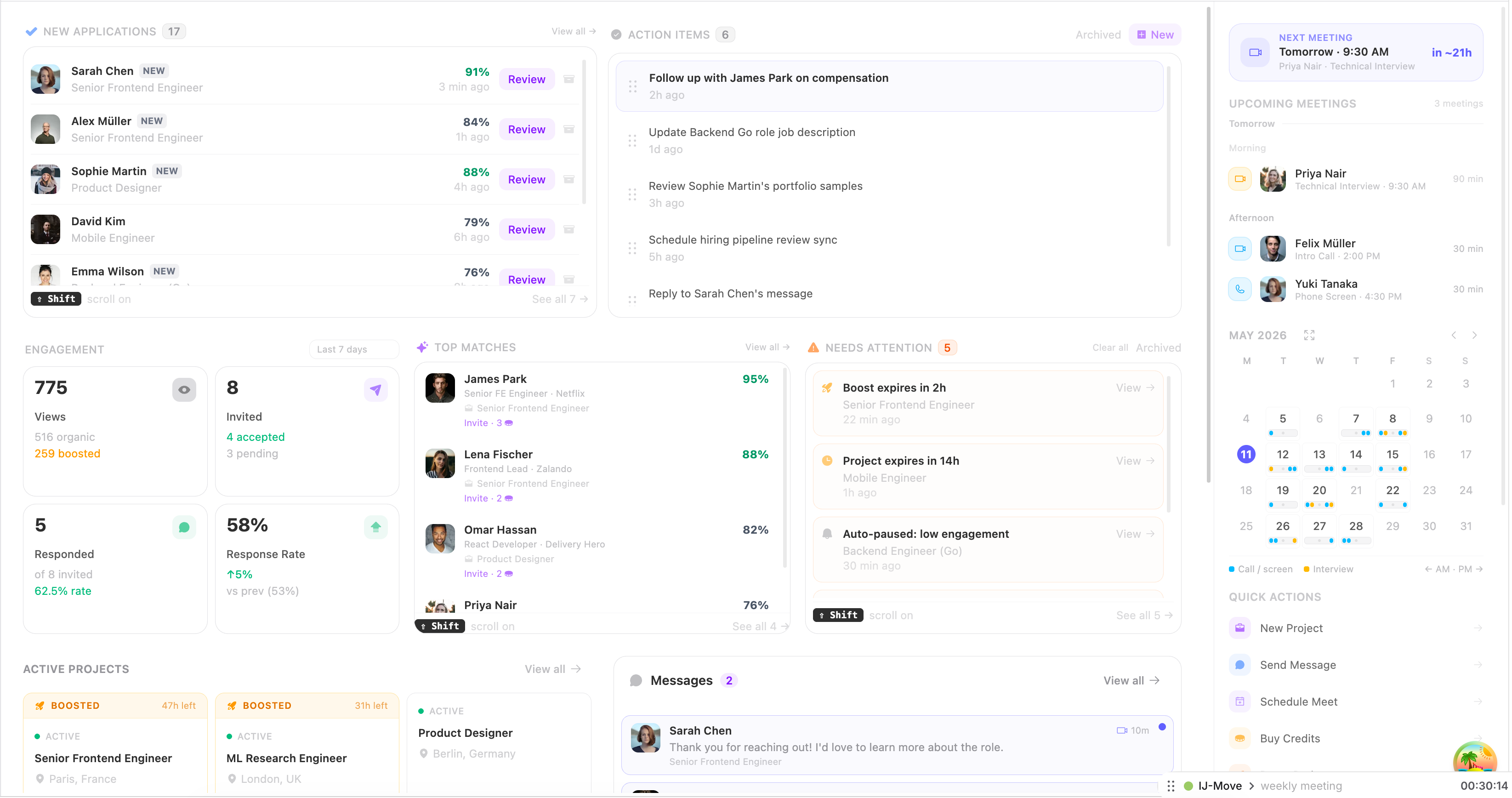 Recruiter dashboard