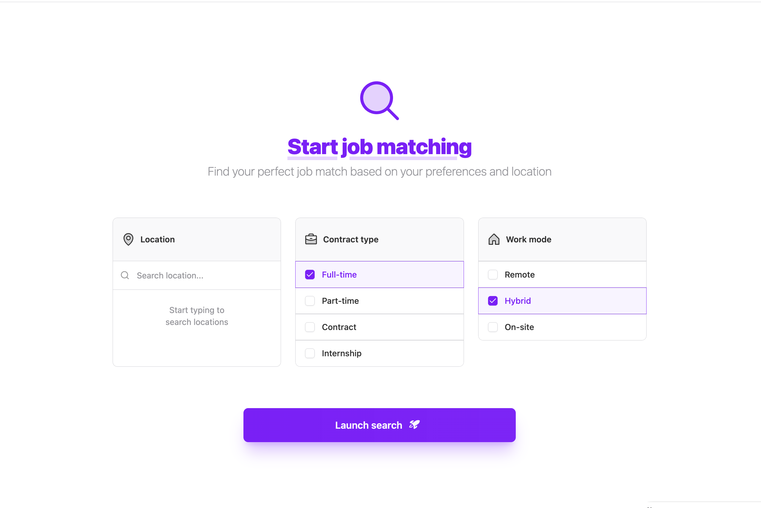 Start job matching